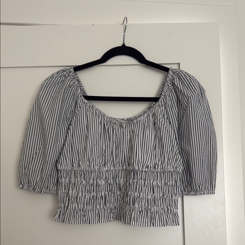 American Eagle Outfitters Black and White Striped Blouse